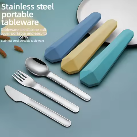 Set couverts inox premium avec manchon silicone