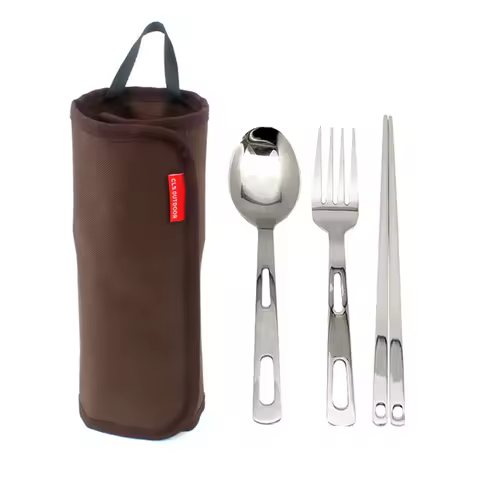 Kit complet couverts camping famille inox