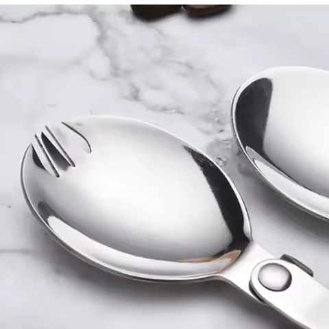 Cuillère-fourchette pliable inox voyage