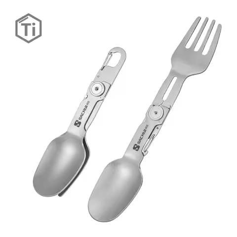 Set pliant titane fourchette + cuillère 2-en-1
